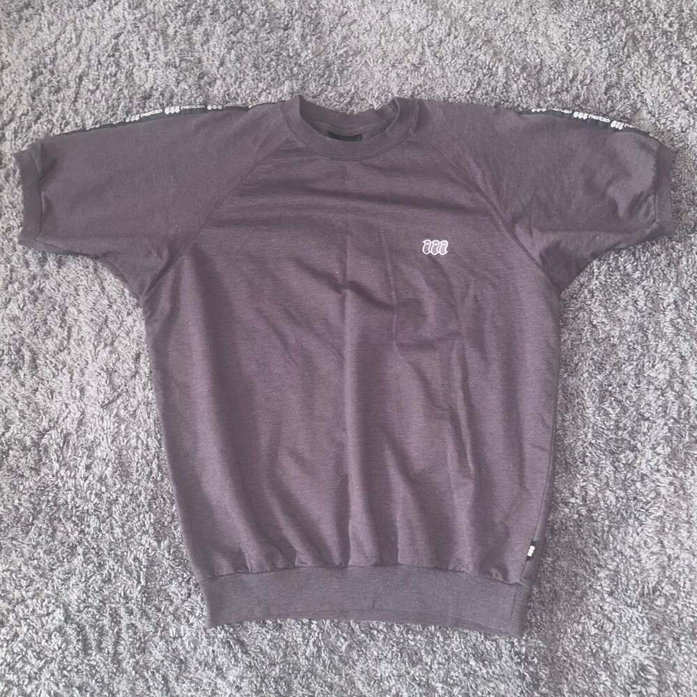 Menten Charcoal Grey Side Taped Short Sleeve Crewneck Sweatshirt